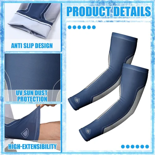 Miniatura 12 de JenPen 4 Pair Arm Sleeves UV Cooling Sun Protection Arm Sleeves Sports Compression for Men to Cover Tattoo