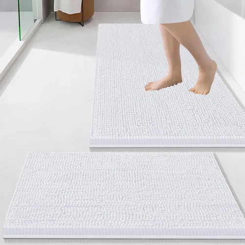 Miniatura 127 de Smiry Juego de 2 alfombras de baño, felpilla suave y absorbente, lavable a máquina, antideslizantes, para bañera, ducha y suelo