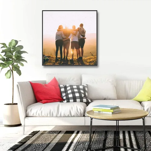 Miniatura 2 de SIGNFORD Lienzo enmarcado personalizado, arte de pared personalizado con fotos de tus amigos, impresas digitalmente, 16 x 16 pulgadas, marco negro