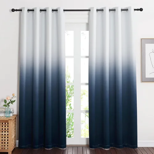 Miniatura 11 de NICETOWN Cortinas Oscurecedoras de 84 pulgadas de Largo para Sala de Estar, Cortinas de Privacidad Ombré Blanco y Negro con Ojales para Blanco a