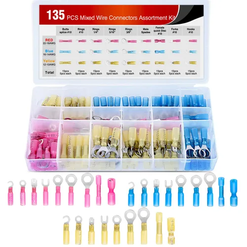 Miniatura 14 de Nilight 200 PCS Conectores de Empalme Termorretráctiles - Conectores de Cable Impermeables - Terminales Eléctricos de Grado Marino Automotriz - Kit
