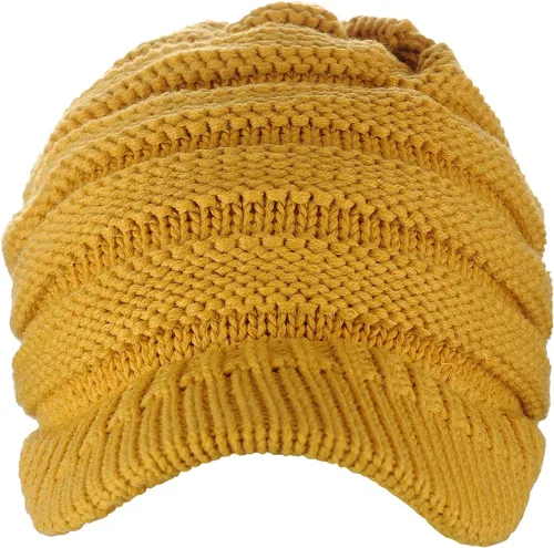 Miniatura 6 de C.C Gorro de punto trenzado cálido y grueso con visera
