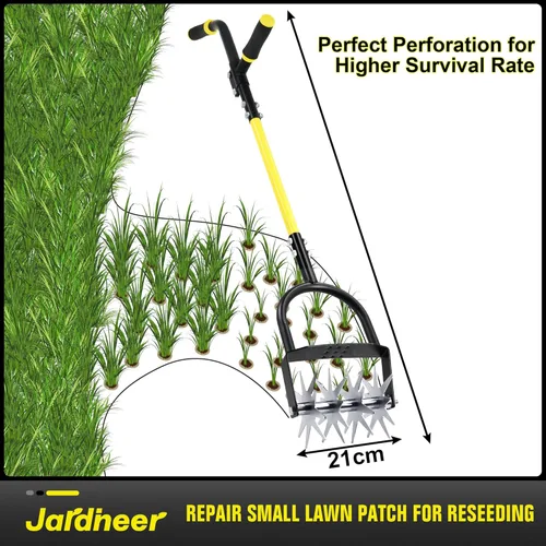 Miniatura 6 de Jardineer Cultivador giratorio para jardinería, cultivador de jardín de mango largo para mezcla de suelo, resembrado, aireación de césped, timón