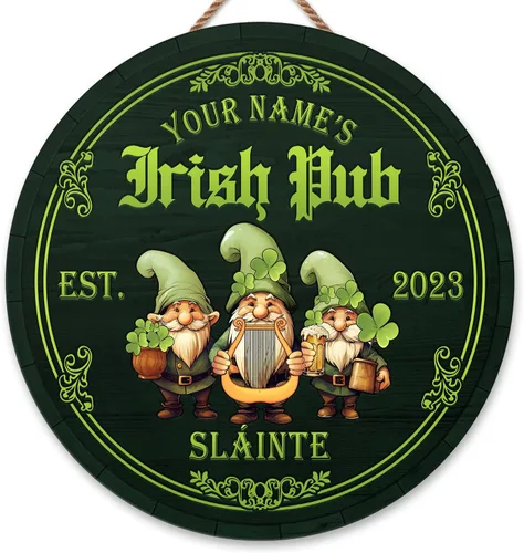 Miniatura 18 de ARTSY WOODSY Letrero de madera de pub irlandés personalizado (no tallado real), decoración del día de San Patricio, accesorios de placa de arte