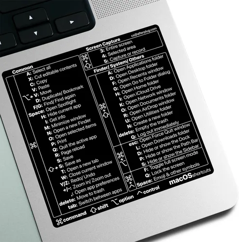 Miniatura 7 de Adhesivo de calcomanías Afterplug para atajos de teclado de Mac OS, más de 50 atajos para MacBook Pro y Air de 13-16 pulgadas