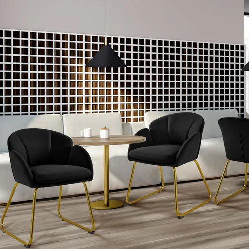 Miniatura 2 de Yaheetech Silla de terciopelo para sala de estar, sillón en forma de flor con patas doradas, silla lateral tapizada para tocador, sala de estar
