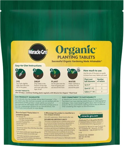 Miniatura 2 de Pastillas de plantado orgánicas Miracle-Gro, para trasplantes y plantas de inicio, formuladas con calcio, inicia rápidamente el crecimiento
