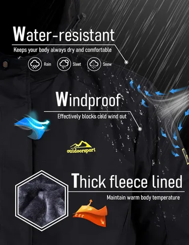 Miniatura 2 de MAGCOMSEN Chaqueta de esquí de invierno para hombre, chaquetas resistentes al agua y nieve, abrigos de forro polar cálido, para snowboard, trabajo