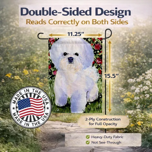 Miniatura 3 de Caroline's Treasures SS8914GF Bandera de Bichon Frise para jardín, bandera decorativa para patio exterior, obras de arte de patio, macizos de Bichon