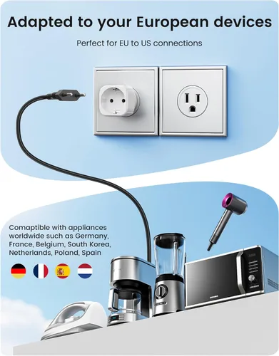 Miniatura 3 de LENCENT Paquete de 2 Adaptadores de Enchufe de Europa a EE.UU., Adaptador Europeo a EE.UU., Adaptador de Enchufe de Toma Americana, Adaptador de UE