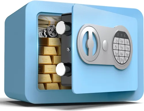Miniatura 10 de Cajas fuertes pequeñas para el hogar, caja fuerte pequeña mini con ranura para monedas, cajas fuertes personales para dinero, efectivo, documentos