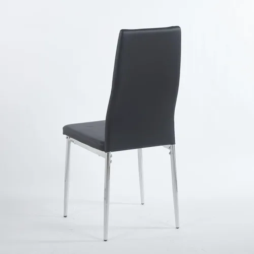 Miniatura 7 de Juego de 4 sillas, patas de color cromado, asiento negro