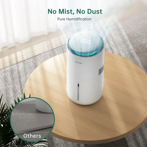 Miniatura 3 de Provirtec MistFree Humidificador inteligente para dormitorio, humidificador evaporativo sin polvo blanco, humedad automática y control