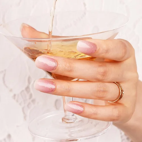 Miniatura 33 de DANNI & TONI Tiras de uñas de gel semicuradas, color rosa champán, ojos de gato, 28 calcomanías de regalo para mujer Aqua Ripple