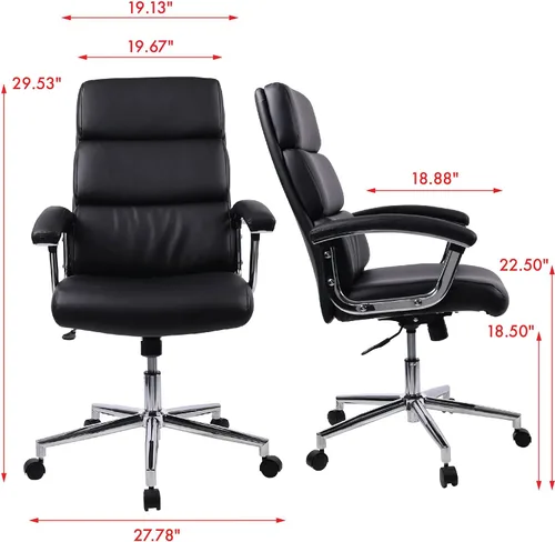 Miniatura 3 de Lorell Silla ejecutiva negra con respaldo alto de cuero
