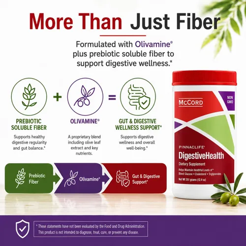Miniatura 2 de McCord Pinnaclife DigestiveHealth - Suplemento de fibra prebiótica de 0.41 oz con olivamina, ayuda a aliviar los gases, la hinchazón