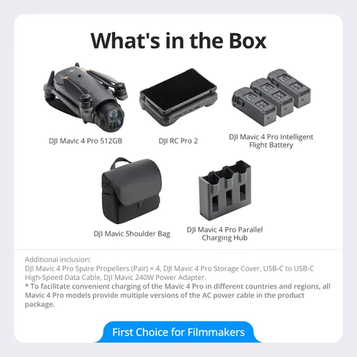 Miniatura 7 de DJI Mavic 4 Pro Creator Combo de 512 GB con DJI RC Pro 2, dron insignia de tres cámaras con cámara Hasselblad CMOS 4/3 de 100 MP, tiempo de vuelo