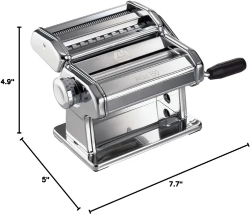Miniatura 6 de Cotswold Homeware - Máquina para hacer pasta de acero inoxidable con ajustes de grosor ajustables, estante de secado de pasta de madera, raspador