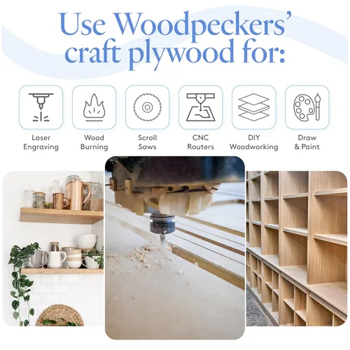 Miniatura 5 de Woodpeckers - Madera contrachapada de abedul báltico, 0.118 in, 1/8 x 5 x 7 pulgadas, paquete de 12 hojas de abedul báltico de grado B/BB, perfectas