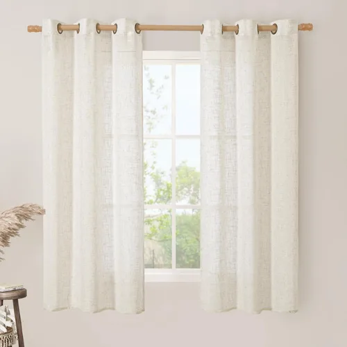 Miniatura 136 de LAMIT Cortinas de lino sintético para dormitorio, paneles filtrantes de luz, cortinas de lino con protección de privacidad con ojales para ventanas