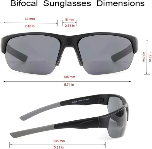 Miniatura 3 de Paquete de 3 lentes de sol bifocales de lectura para hombres y mujeres con almohadilla nasal ajustable, lectores de sol tintados envolventes