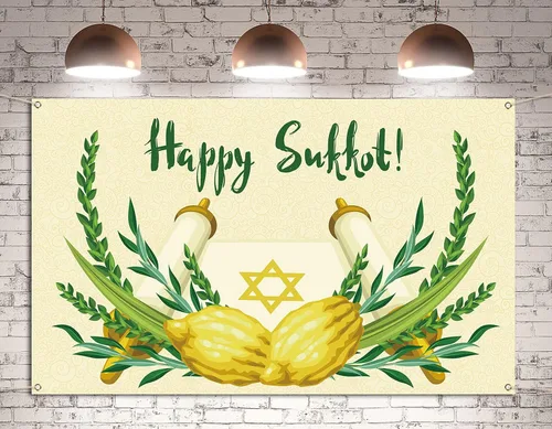 Miniatura 5 de Pudodo Pancarta de fondo de Sukkot feliz Sukkah Etrog Lulav fiesta judía fotografía religiosa fondo decoración de pared