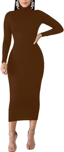 Miniatura 3 de BORIFLORS - Vestido largo de manga larga para mujer, de cuello alto, para fiesta