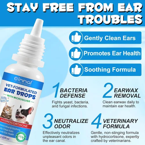 Miniatura 9 de ZIXAOK 2 gotas de tratamiento para infecciones de orejas de perros y gatos, gotas de limpieza de oídos para mascotas con hidrocortisona al 1%