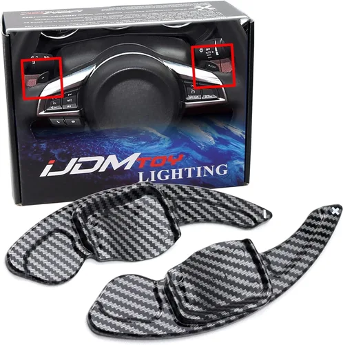 iJDMTOY Patrón de fibra de carbono de tejido sarga/estilo extensiones de paleta grandes compatibles con Volkswagen MK6 Golf/GTI CC Tiguan Touareg
