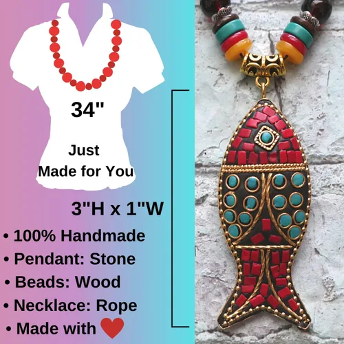 Miniatura 3 de DREMINOVA - Collares de cuentas para mujer, colgantes largos de madera para mujer, collar de cuentas de madera