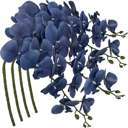 Miniatura 8 de FagusHome Phalaenopsis - Flores artificiales de 9 cabezas, 4 piezas de orquídeas artificiales de 42 pulgadas, plantas de tallo para decoración