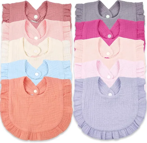 Miniatura 12 de EllieHouse Baberos para bebés para niñas y niños, paquete de 10 baberos de muselina de algodón para bebés y niños pequeños Azul bebé