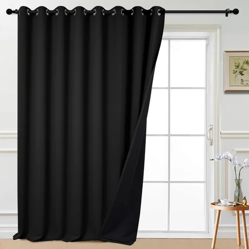 Yakamok - Cortinas 100% opacas con aislamiento térmico, con ojales, barrera reductora de ruido para puerta corrediza, 2 capas gruesas, bloqueo de
