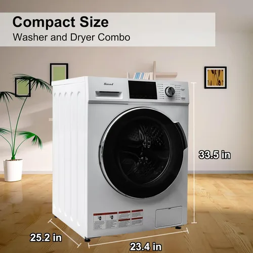 Miniatura 3 de Smad Combo de lavadora y secadora todo en uno de 24 pulgadas, 2.7 pies cúbicos. Lavadora y secadora compacta de carga frontal 2 en 1 sin ventilación
