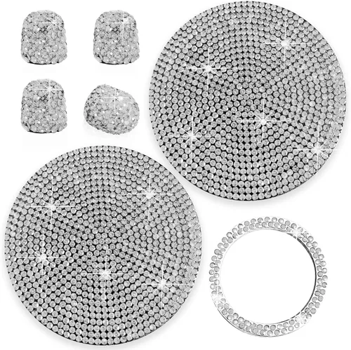 Juego de 3 accesorios de coche con diamantes de imitación de cristal, tapas de válvula de neumático de automóvil, accesorios de decoración de 3