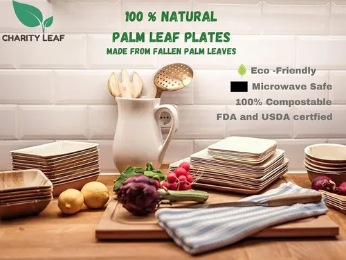 Miniatura 9 de Charity Leaf Platos redondos desechables de hoja de palma de 12 pulgadas (25 piezas) platos para servir como bambú, tablas desechables, vajilla