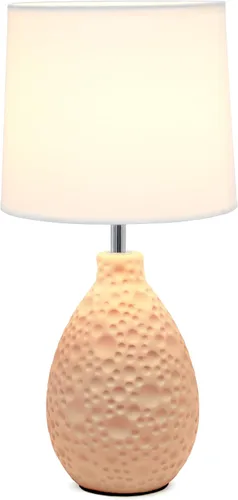 Miniatura 2 de Simple Designs LT1193-PNK Lámpara de mesa de cerámica ovalada refinada y texturizada de 14.17 pulgadas, para sala de estar, dormitorio, oficina, Rosa