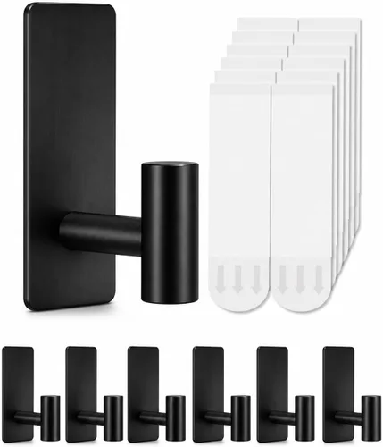 8 ganchos para toallas resistentes para colgar, ganchos adhesivos de pared con tiras extraíbles, adhesivos sin daños, para exteriores, para baños,