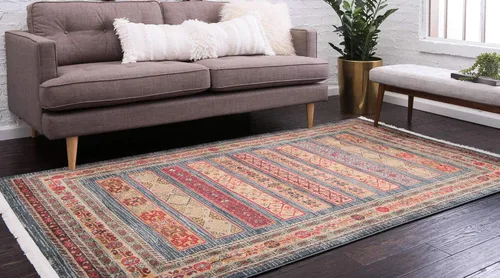 Miniatura 2 de Nomad Tapete contemporáneo de con estampado moderno tribal., Polipropileno, Azul