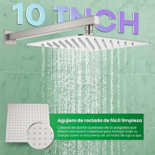 Miniatura 3 de gotonovo Sistema de ducha de lluvia para baño, juego de cabezal y mango de ducha de lluvia montado en la pared, conjunto completo combinado de latón