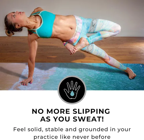 Miniatura 3 de Plyopic. Tapete de yoga todo en uno, combo de tapete de lujo con agarre para el sudor, ideal para yoga, yoga caliente, bikram, pilates
