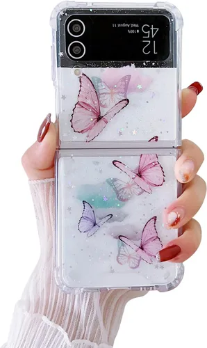 Miniatura 8 de Compatible con Samsung Galaxy Flip 4, funda transparente con flores secas prensadas, para mujeres y niñas, TPU suave a prueba de golpes, funda