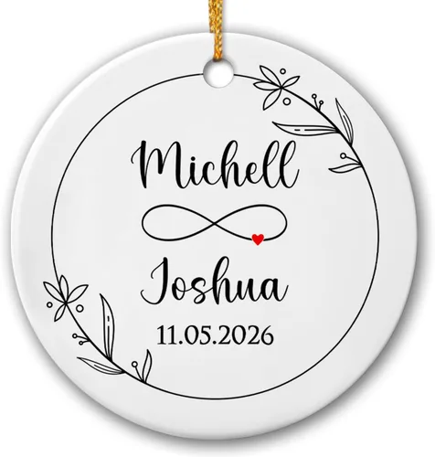 Miniatura 10 de Adorno de nuestra primera Navidad juntos, adorno de cerámica de Navidad personalizado para parejas, 1ª Navidad juntos, adorno de compromiso