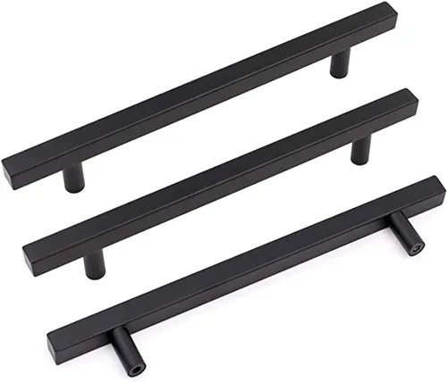 Miniatura 29 de Goldenwarm Paquete de 5 manijas negras de gabinete de 2-1/2 pulgadas (2.520 in) color negro mate, tiradores de cajón en T para armarios de cocina