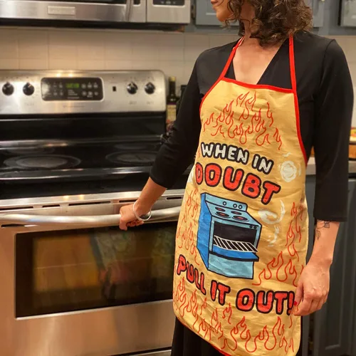 Miniatura 2 de When in Doubt Pull It Out Delantal divertido horno hornear cocina gráfica bata de cocina