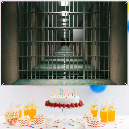 Miniatura 6 de Cartel de barras de cárcel de prisión, telón de fondo de policía criminal Mugshot, decoración para asesinato y misterio, fiesta de basura blanca