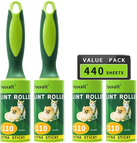 Miniatura 8 de Rodillos de pelusa para pelo de mascotas, 1 asa con 2 repuestos, 220 hojas para eliminar pelos de gatos y perros, polvo, pelusa en muebles, ropa