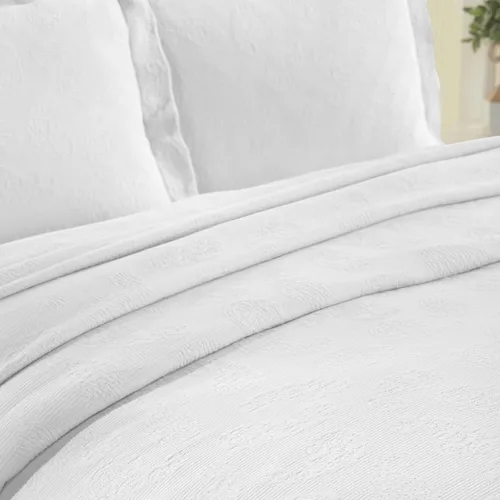 Miniatura 8 de Superior colcha de una plaza de jacquard y matelasse 100 % algodón de alta calidad, turquesa, individual Blanco