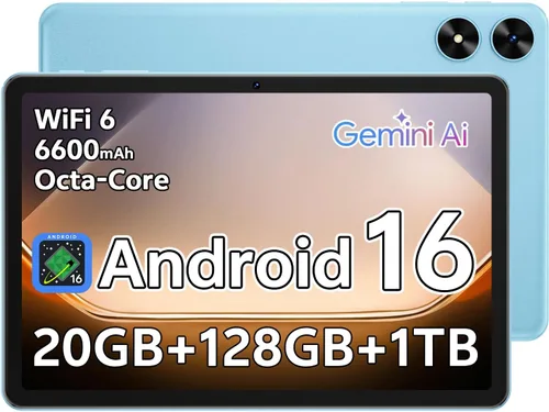 Tablet de 10.1 pulgadas, tableta Android 16 con procesador Octa-Core, 20GB RAM 128GB ROM 1 TB expandible, pantalla táctil HD IPS de 1280x800, GPS,