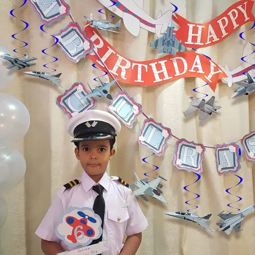 Miniatura 7 de Decoraciones de fiesta de remolinos colgantes de la fuerza aérea, pistola de avión, piloto, suministros de fiesta de cumpleaños, avión, combate